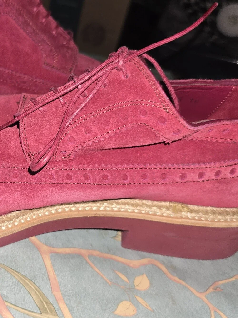 Louis Vuitton Men’s Maroon Suede Brogue Oxfords